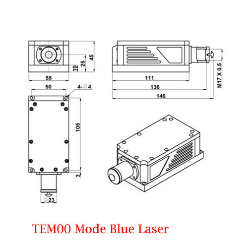 Low Cost 450nm TEM00 Mode Blue Laser 1~20mW